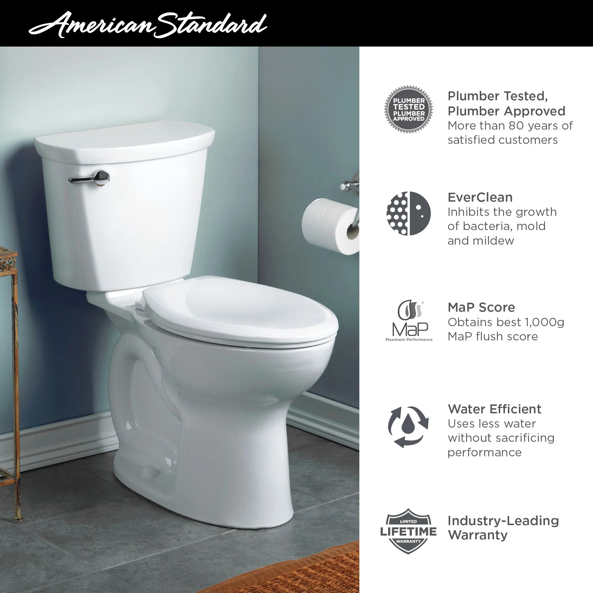 Cadet PRO Two-Piece 1.6 GPF/6.0 LPF Compact Elongated Toilet - 14 Inch Rough-In, Chair Height, Water Efficient (Seat Not Included) - Perfect for Small Bathrooms, Powder Rooms & Space-Saving Solutions