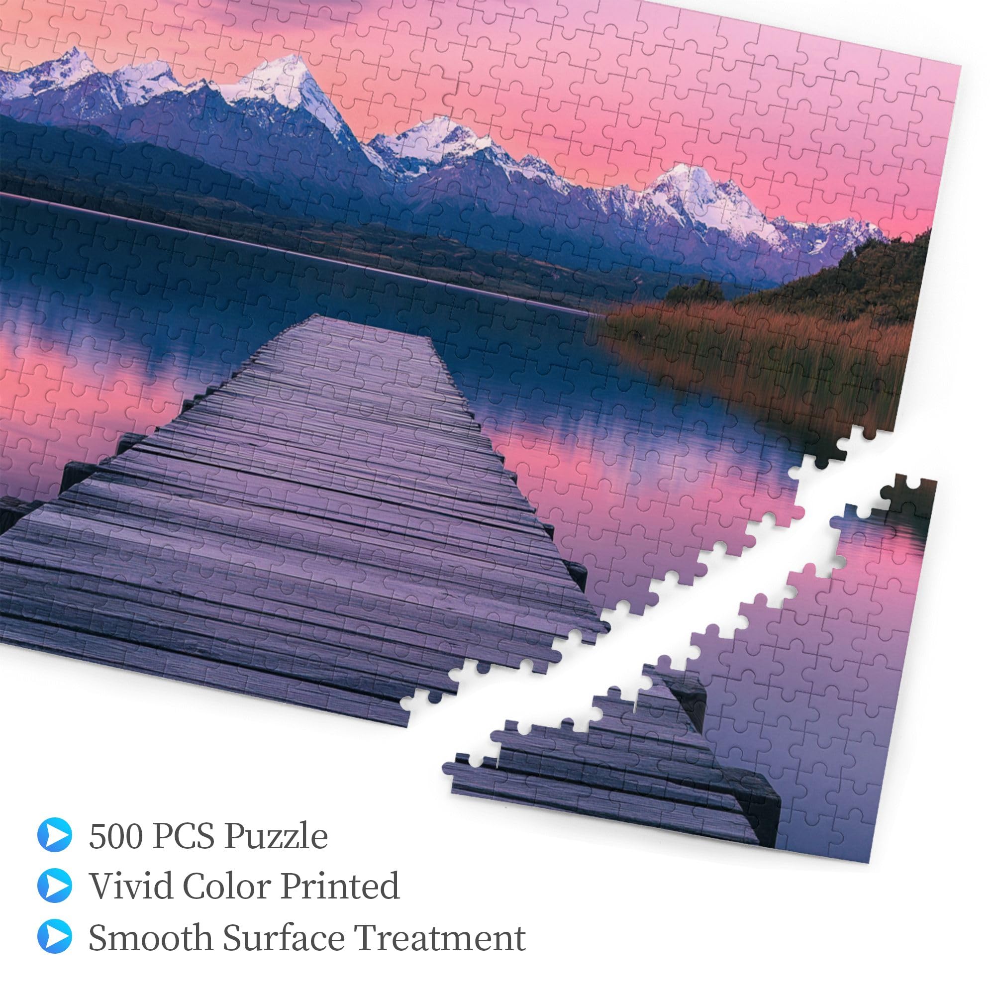 500-Piece Snowy Mountain & Lake Wooden Jigsaw Puzzle for Adults - Scenic Landscape Photography, Creative Hobby Activity for Stress Relief & Relaxation - Perfect for Home Decor, Family Game Night & Mindfulness Practice