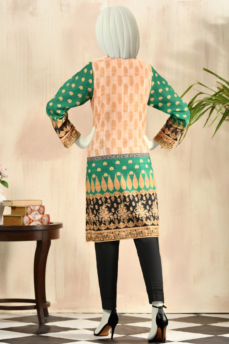 Brown Beige Khaddar Kurti by J. Junaid Jamshed - Traditional Pakistani Tunic for Women | Perfect for Casual Wear, Festivals & Special Occasions