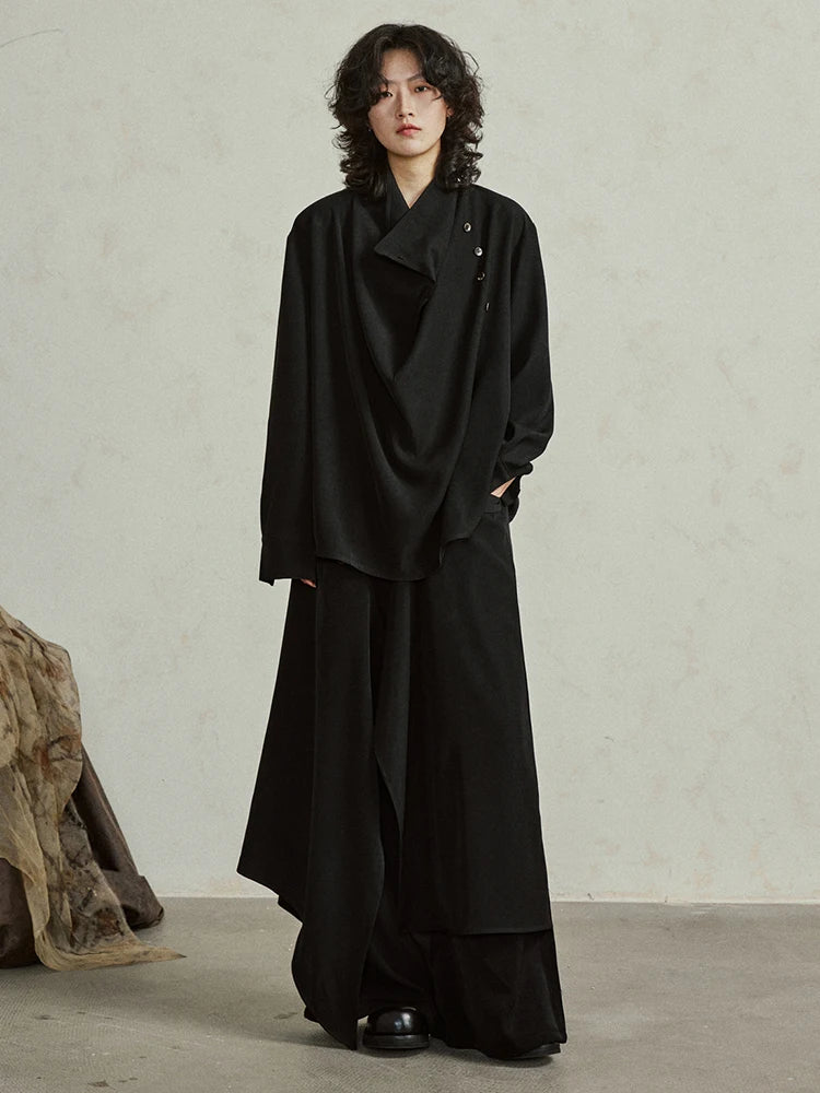 Women's Big Size T-Shirt & Wide Leg Pants Two-Piece Set - 2025 Trendy Turtleneck Long Sleeve Outfit for Spring & Autumn | Plus Size Casual Wear for Work, Travel & Everyday Fashion