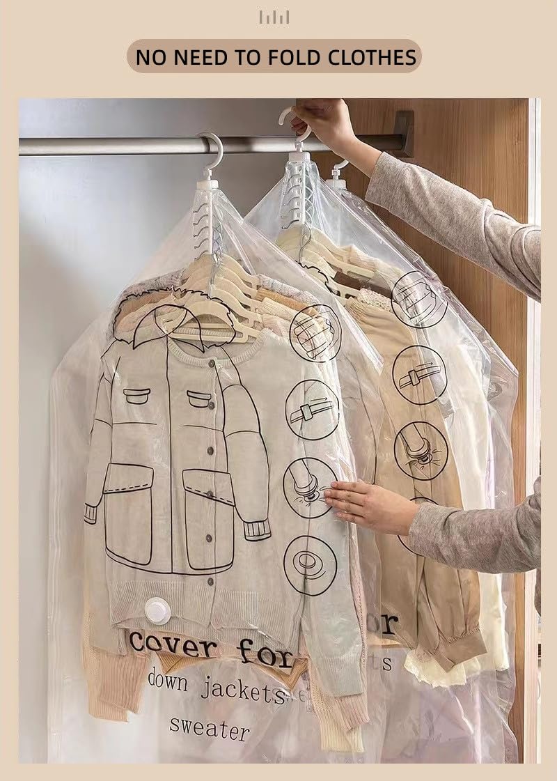 Elebac 6-Pack Extra Large Vacuum Storage Bags for Clothes - Space Saving Compression Bags for Winter Coats, Blankets & Seasonal Wardrobe - Heavy Duty Garment Protector Bags for Closet Organization (Perfect for Travel, Moving & Home Storage)
