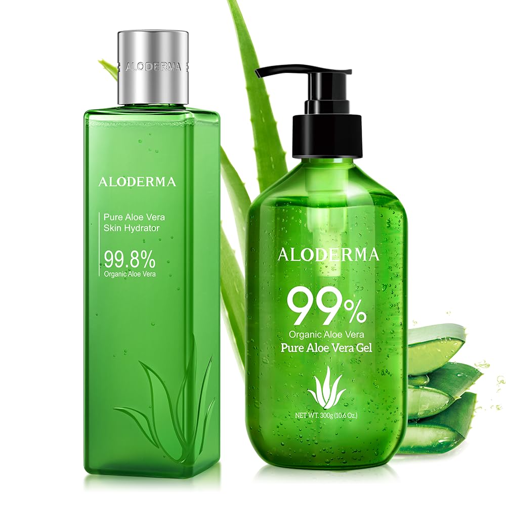 All Purpose Aloe Vera Gel Set - 2 Pack (300g Each) for Skin Hydration, Sunburn Relief & Hair Care | Natural Moisturizer for Face, Body & Scalp | Perfect for After Sun Care, Daily Skincare & Beauty Routine