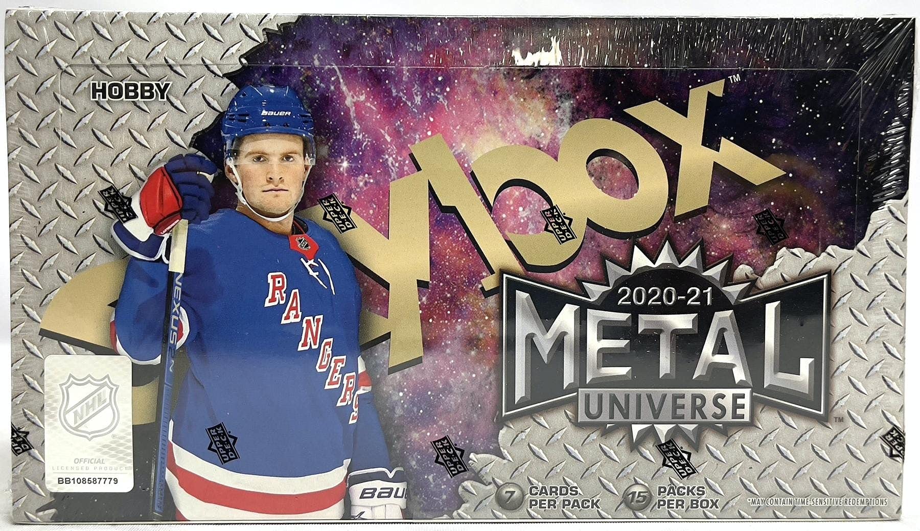 2020-2021 Upper Deck Skybox Metal Universe Hockey Hobby Box - 15 Packs (7 Cards Each) | Collectible Trading Cards for NHL Fans & Sports Memorabilia Enthusiasts - Perfect for Trading, Collecting, and Displaying