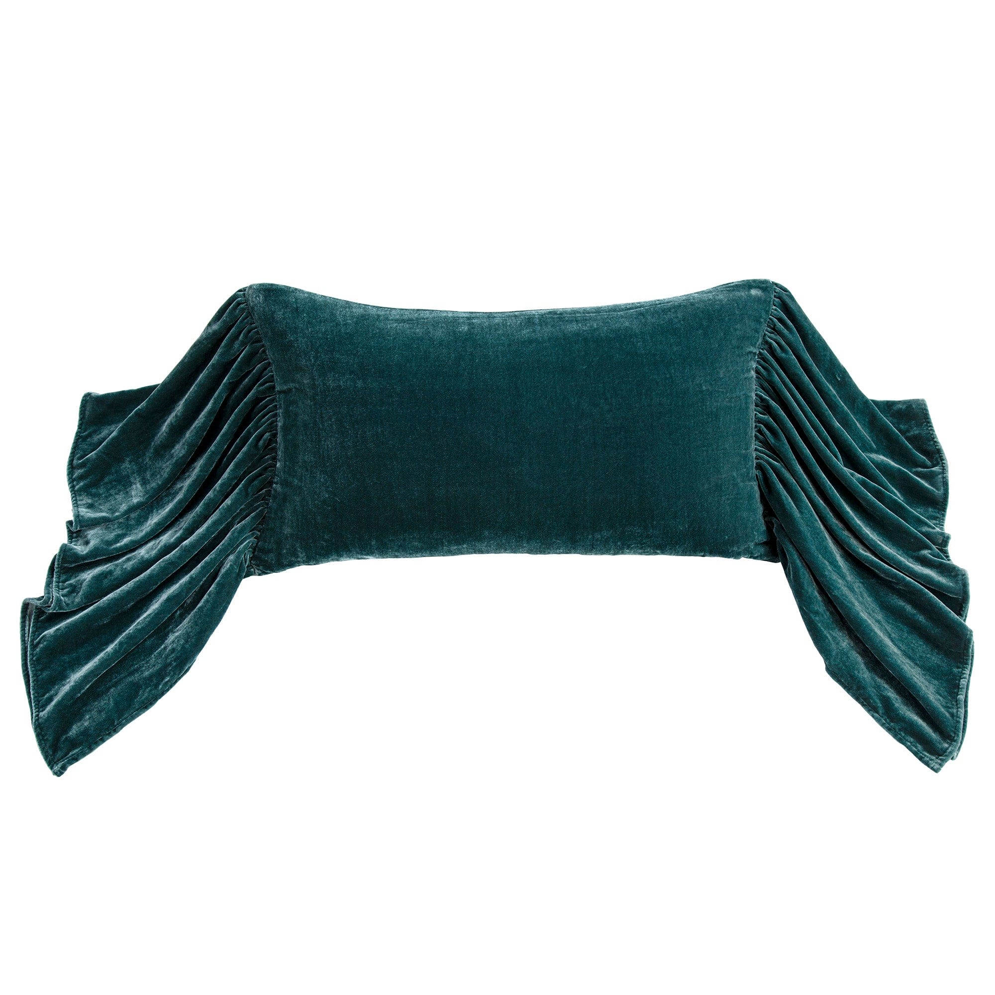 Luxury Stella Faux Silk Velvet Long Ruffled Pillow - Elegant Home Decor for Sofa, Bed & Living Room - Soft Decorative Throw Pillow for Modern Interior Design