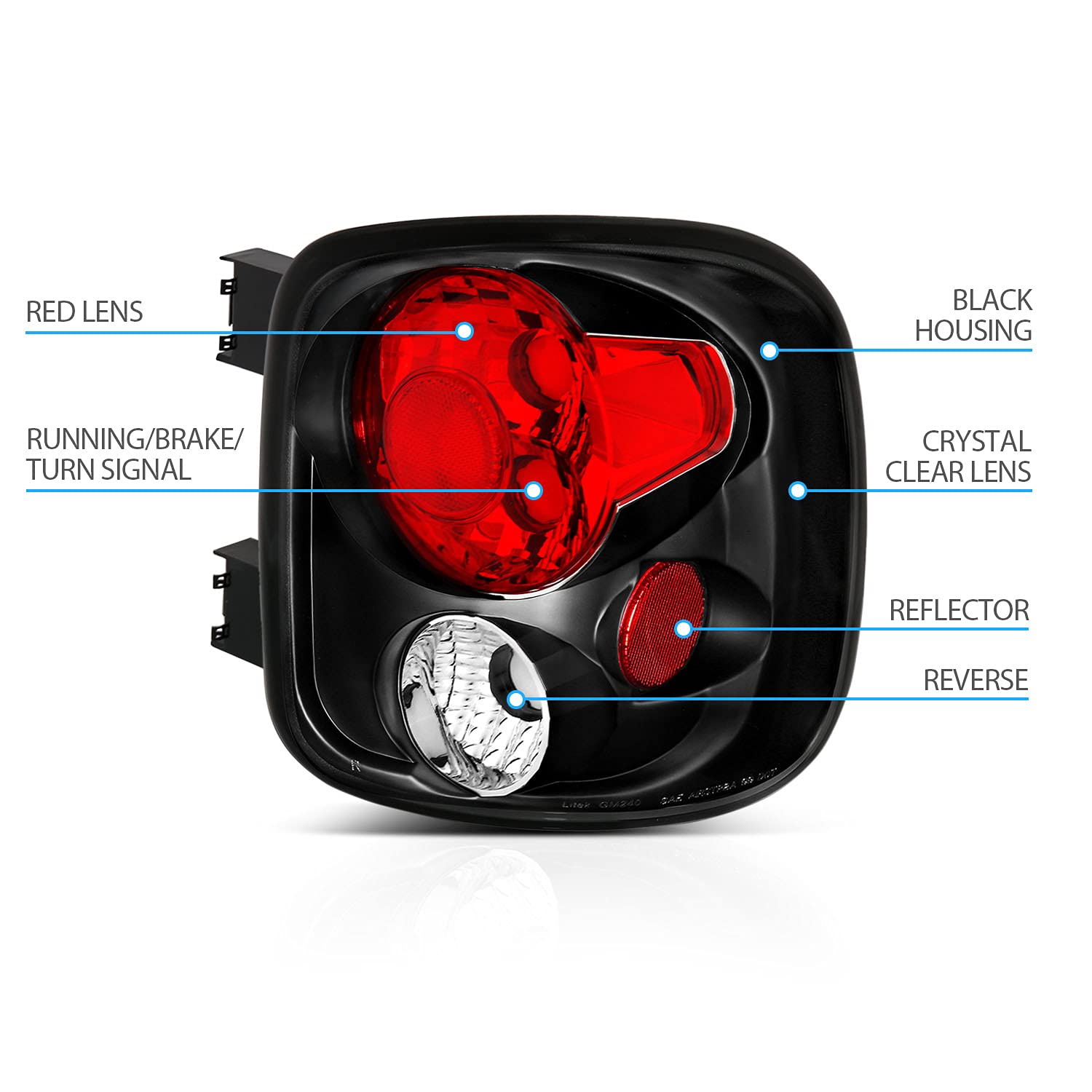 AmeriLite Black Replacement Brake Tail Lights for Chevy Silverado & GMC Sierra - Left & Right Side - Durable LED Tail Lights for Trucks, Perfect for Night Driving and Enhanced Safety