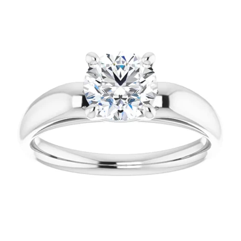 10K Solid White Gold Handmade Engagement Ring - 1 CT Round Cut Moissanite Solitaire Wedding Band for Women | Perfect for Proposals, Anniversaries & Bridal Jewelry Gifts
