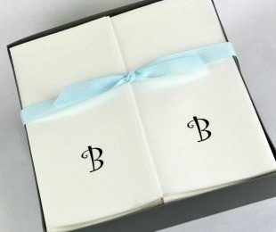 Personalized Black Curlz Initial B Disposable Linen Guest Hand Towels - 24 Count Gift Box - Perfect for Weddings, Parties & Luxury Bathroom Decor