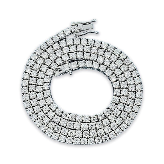 3mm VVS Moissanite .925 Sterling Silver Tennis Chain Necklace for Women - Durable Cubic Zirconia Jewelry for Everyday Wear, Party & Special Occasions