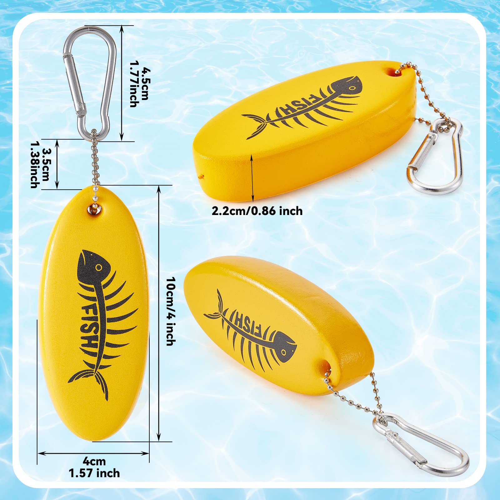 **Glow in the Dark Floating Keychain – 2 Pack Oval Foam Key Rings for Fishing, Boating & Outdoor Sports (Yellow & Red) – Waterproof & Highly Visible for Nighttime Safety**