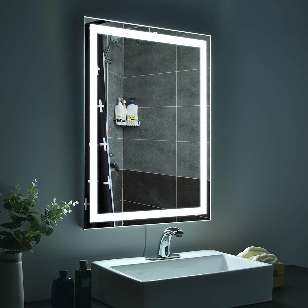 Frameless LED Bathroom Mirror with Anti-Fog Touch Control - Modern Vanity Mirror with Lights for Makeup & Shaving - Perfect for Home, Spa, and Hotel Decor
