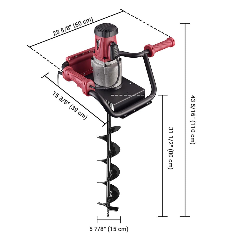 1500W Electric Post Hole Digger with 6-Inch Earth Auger Bit - Powerful Fence Post Installer for Landscaping, Gardening & Farm Use