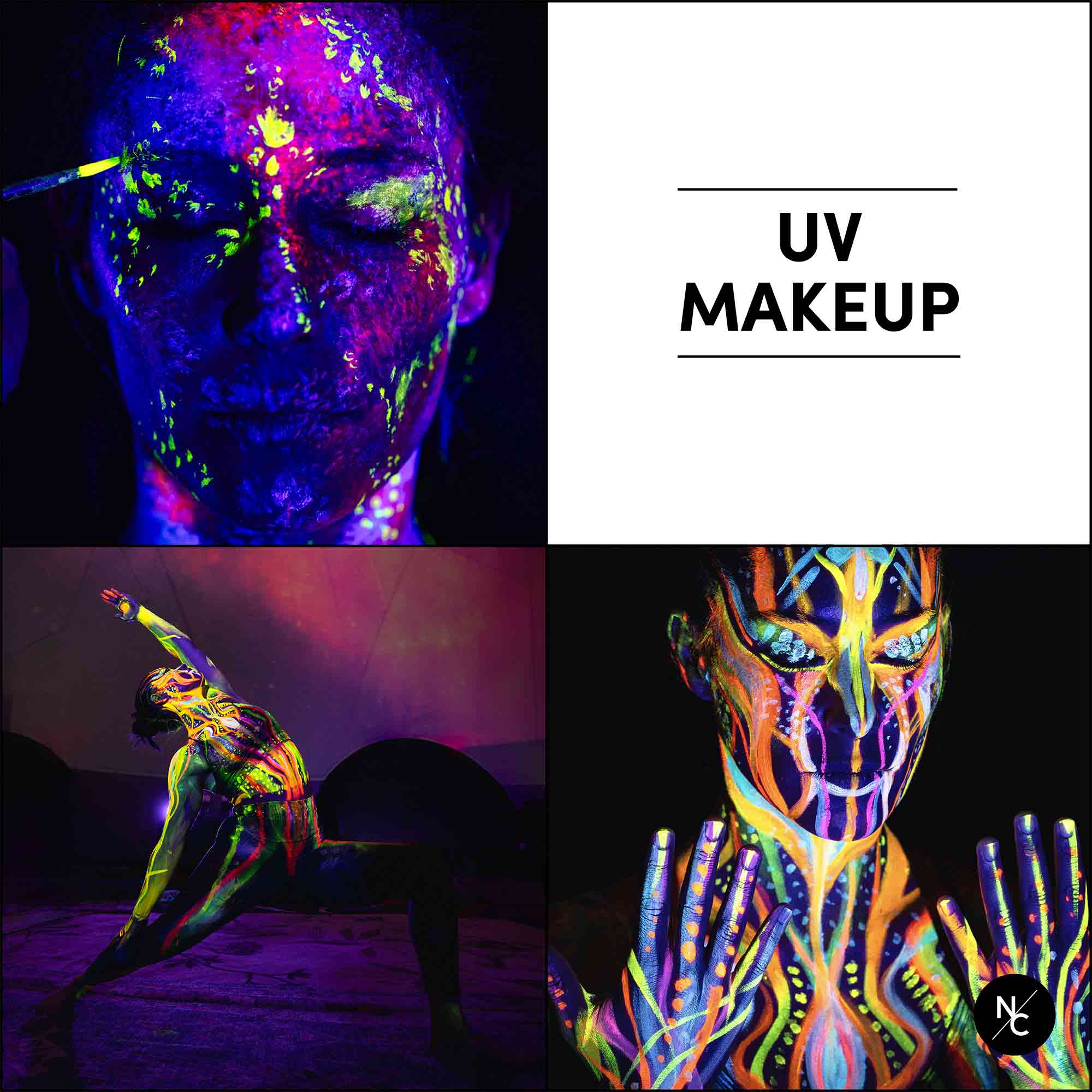 12 Color UV Water Activated Glow Body Paint Palette - Safe & Vibrant for Face & Body Art, Halloween, Cosplay & Festival Makeup