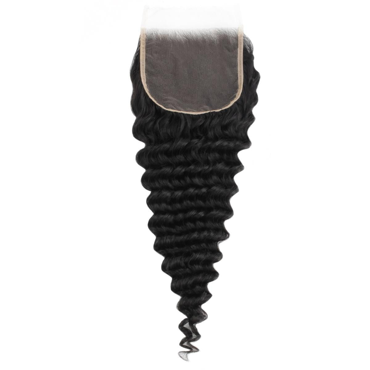 5x5 Deep Wave HD Lace Human Hair Closure - Natural Black Brazilian Virgin Hair for Sew-In Weave & Protective Styles | Perfect for Daily Wear, Parties & Special Occasions