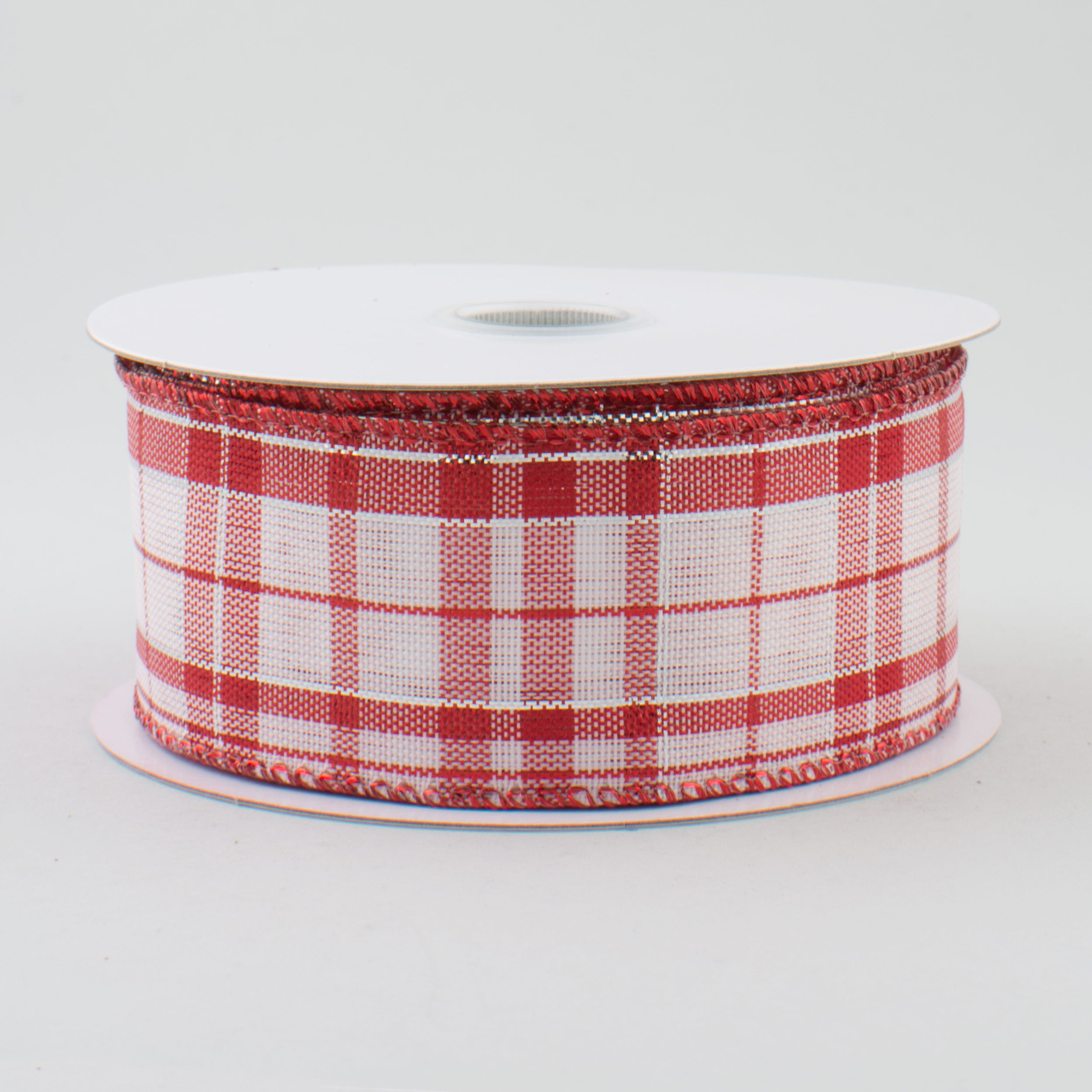 1.5 Inch Metallic Plaid Ribbon - White, Red & Silver (10 Yards) - Perfect for Gift Wrapping, DIY Crafts, and Holiday Decorations