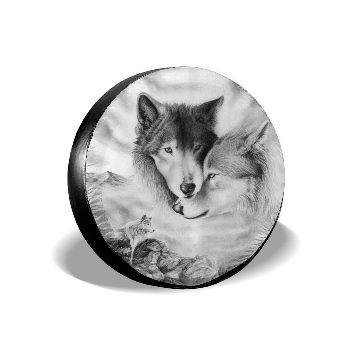 Waterproof & Dust-Proof Wolf Wildlife Animal Spare Tire Cover - Fits 15 Inch Wheels for Jeep, Trailer, RV, SUV & Most Vehicles | Perfect for Outdoor Adventures & Road Trips