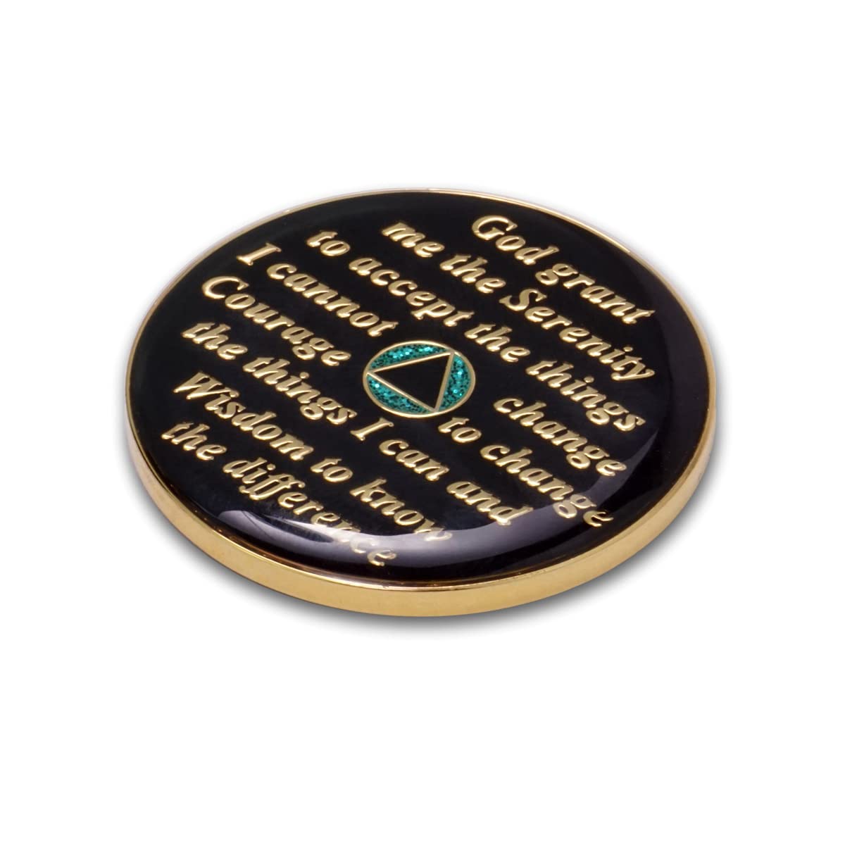 2 Year Sobriety Coin - Glitter Triplate AA Chip Recovery Anniversary Token (Aqua) | Celebrate Milestones in Alcoholics Anonymous Meetings & Personal Recovery Journeys