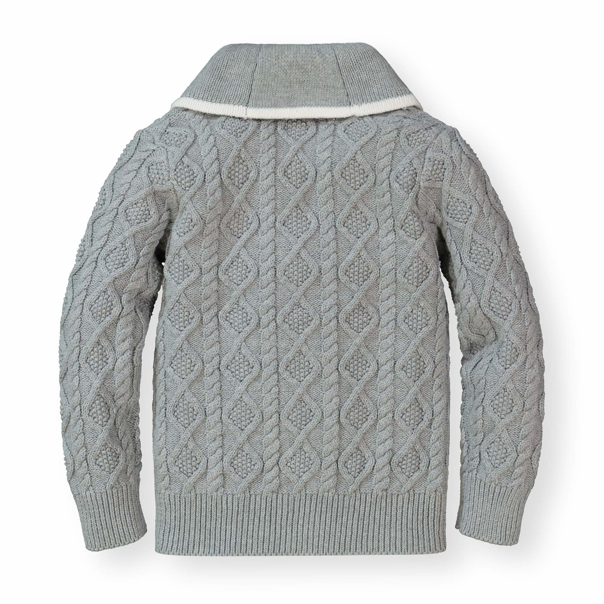Hope & Henry Boys' Shawl Collar Sweater Cardigan - Soft Knit Pullover for Kids - Cozy Winter & Fall Layering Outfit for School & Family Photos
