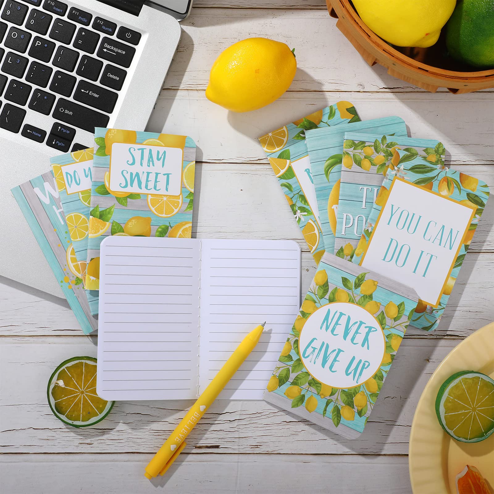16-Piece Mini Notebook Set - Inspirational Lemon Pocket Notepads, Motivational Journals & Lesson Planners (3.2