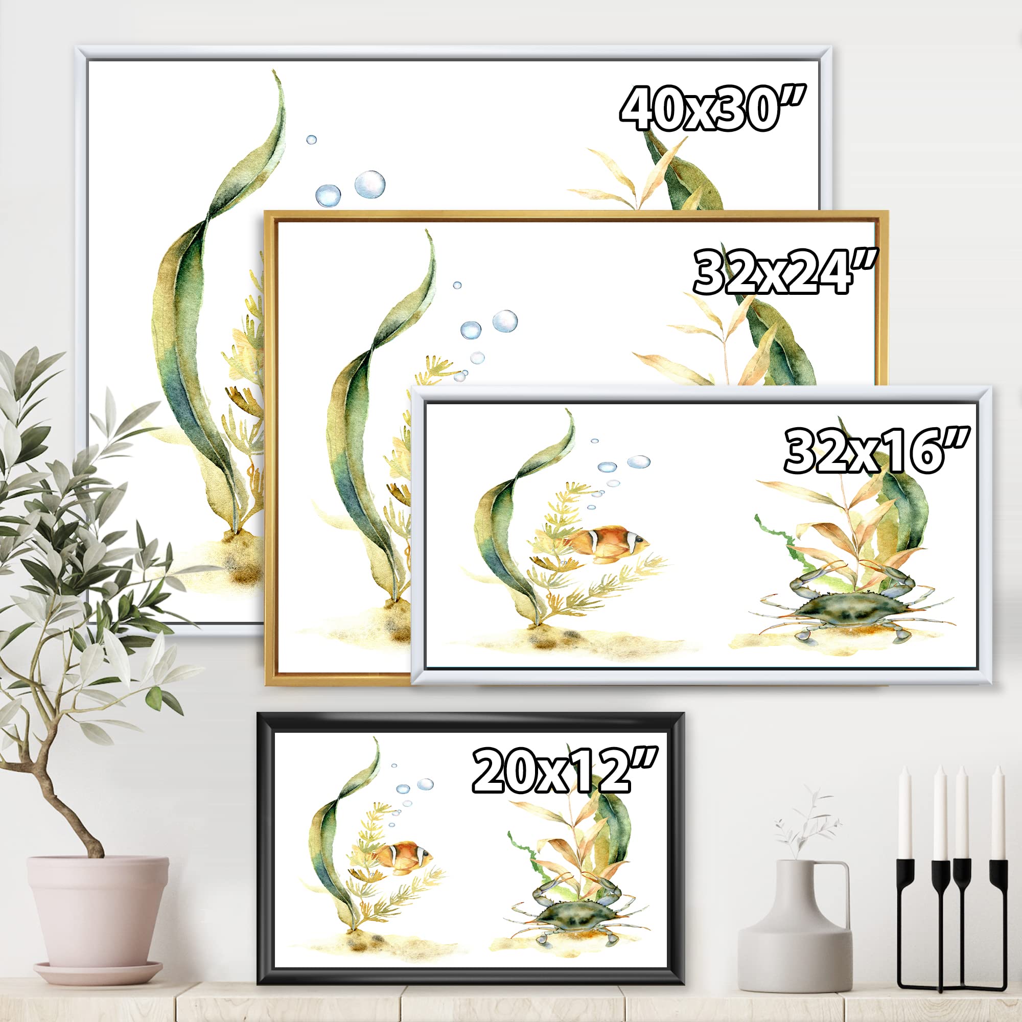 Tropical Fish Canvas Wall Art - Framed Ocean Decor for Living Room