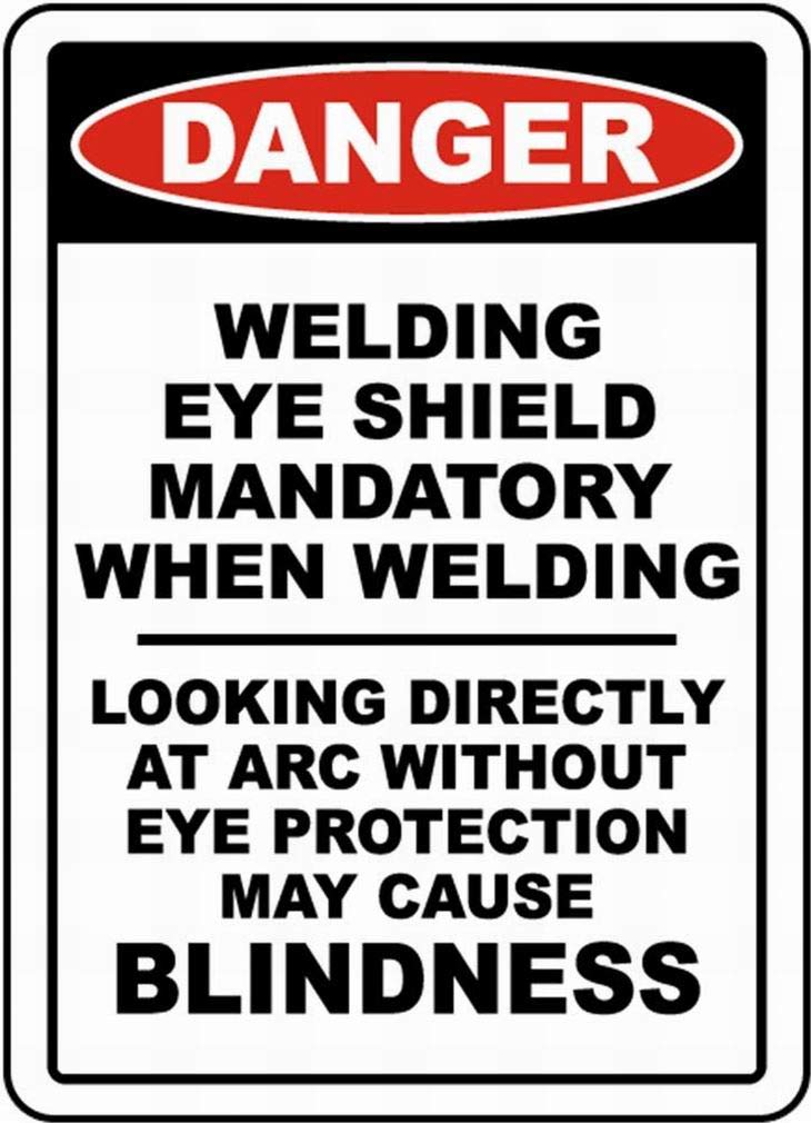 12x16 Inch Welding Eye Shield Safety Warning Sign - Durable Tin Metal Sign for Workshop, Construction Site & Industrial Safety Compliance
