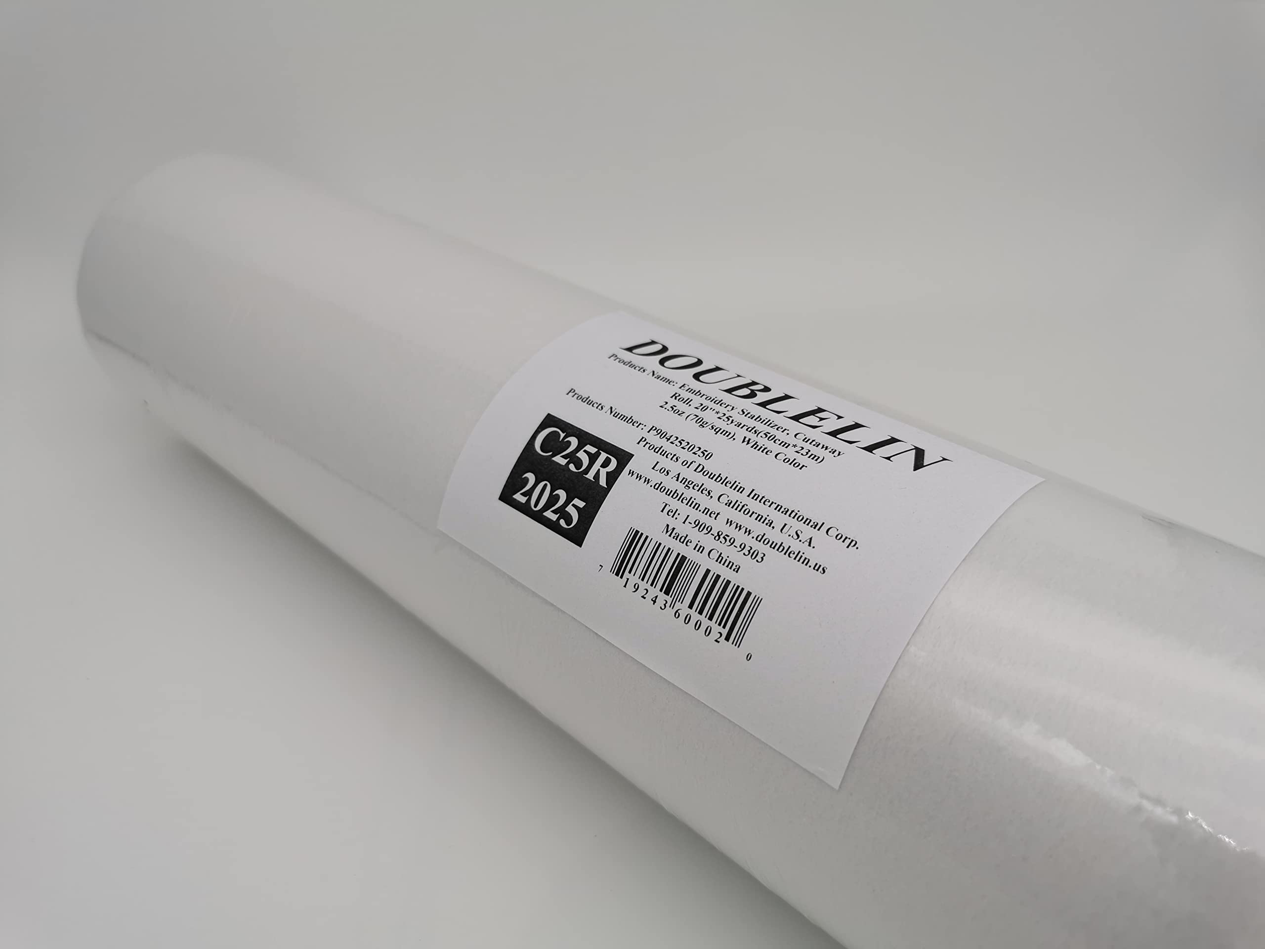 DOUBLELIN Cutaway Embroidery Stabilizer Backing Paper - 2.5oz White, 20
