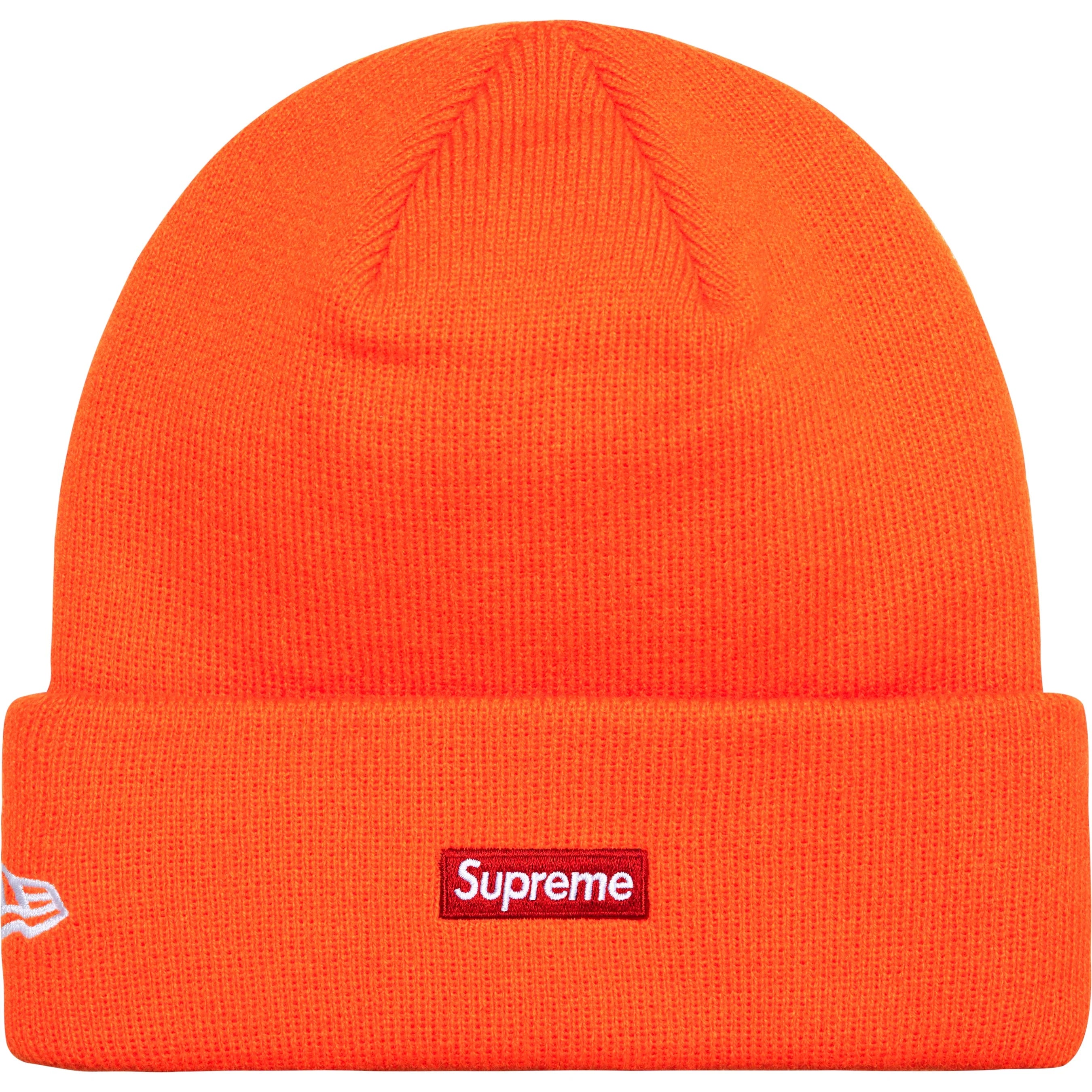 Supreme New Era® S Logo Beanie - Orange Winter Hat for Men & Women - Perfect for Cold Weather, Outdoor Sports, and Streetwear Fashion