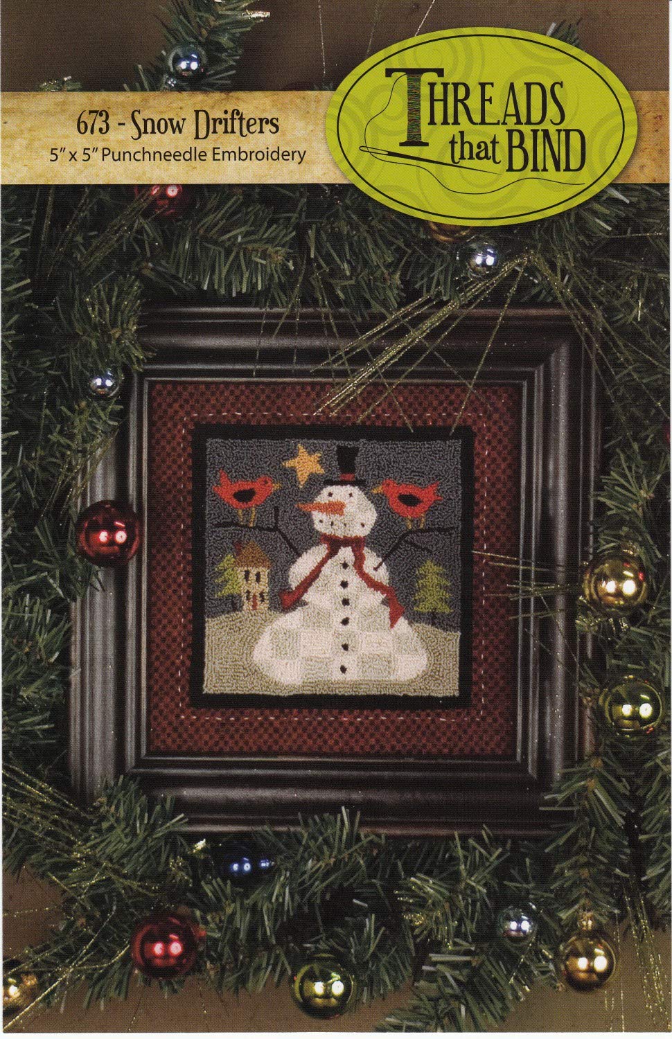 Snow Drifters 673 Punch Needle Pattern Threads That Bind Snowman Christmas Punchneedle Kit for DIY Holiday Decorations and Cozy Winter Crafting