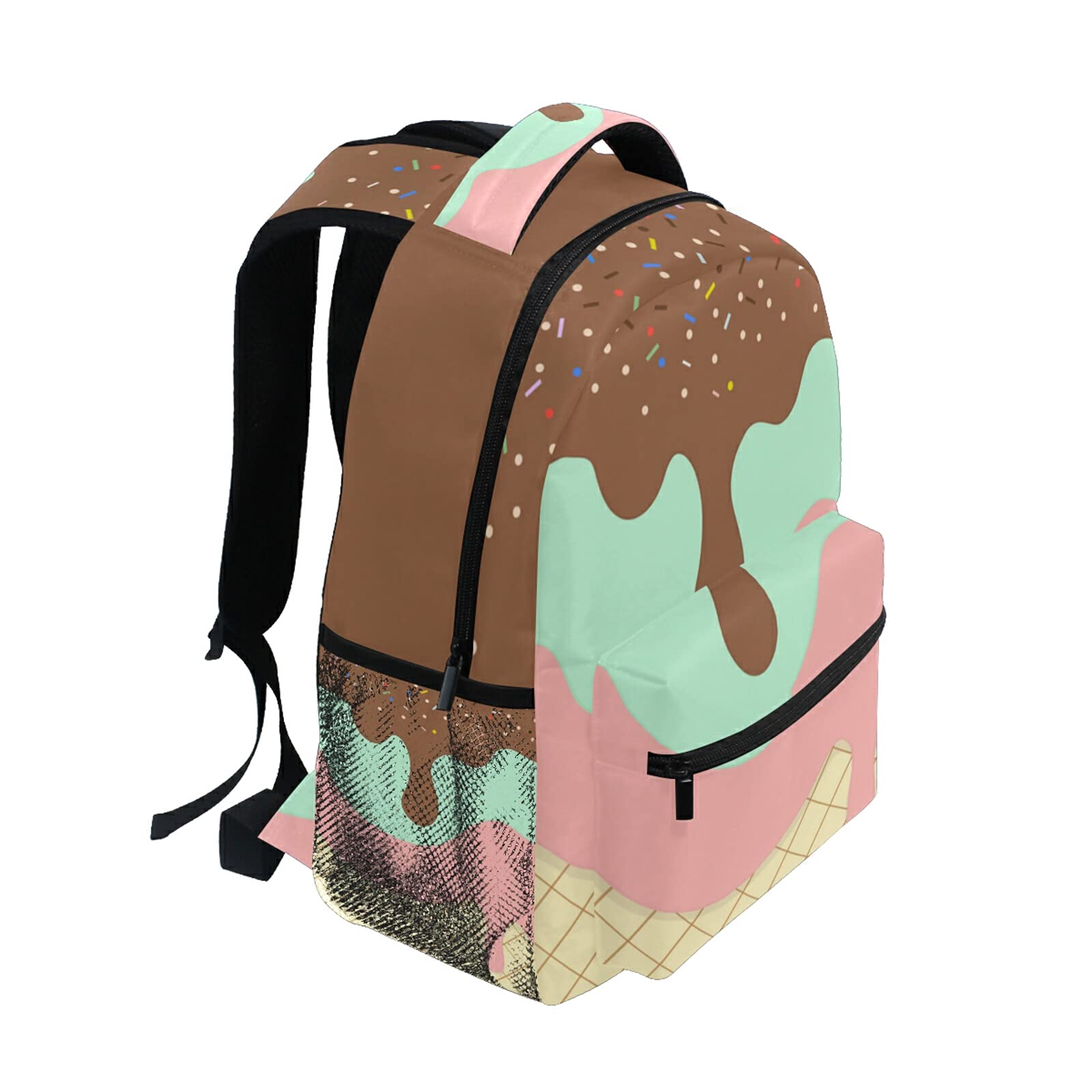 Personalized Laptop Backpack for High School & College Students - Custom Name Bookbag for Teens & Adults, Sweet Ice Cream Design, Durable Travel Daypack for School, Work & Casual Use