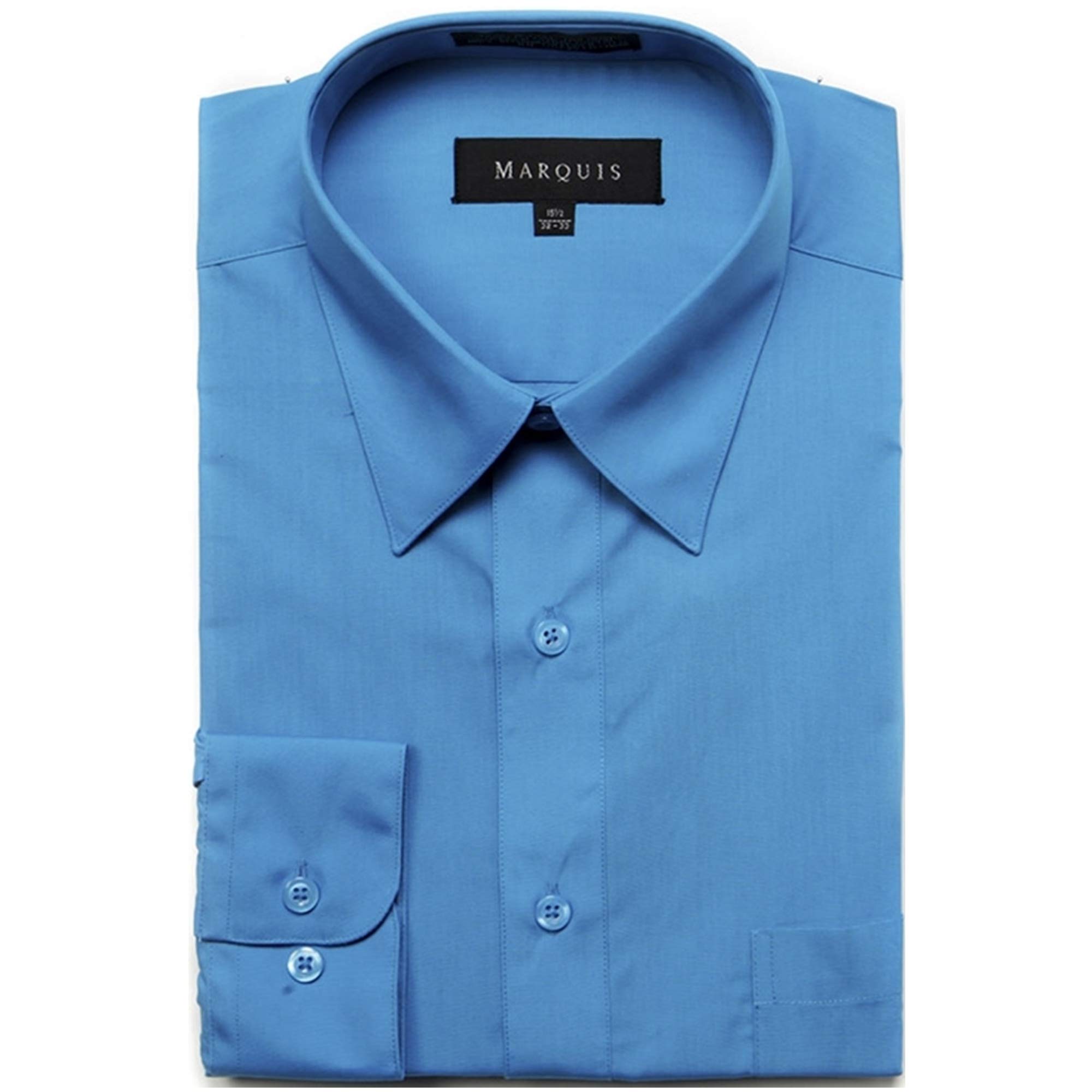 Caribbean Blue Classic Fit Long Sleeve Dress Shirt for Men - Size 17.5 Neck, 36-37 Sleeve | Formal Office Wear & Business Attire