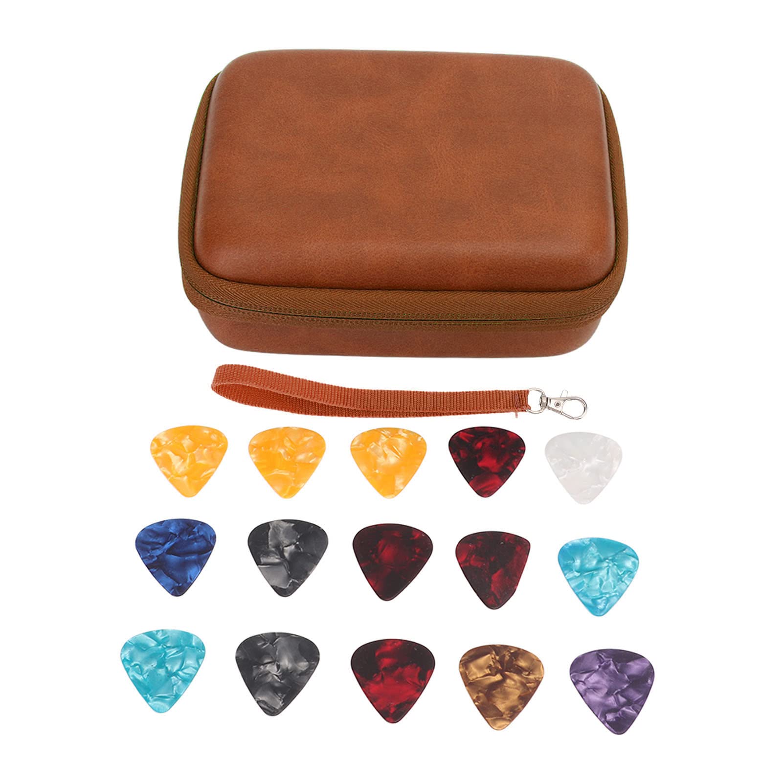 Waterproof EVA Guitar Pick Holder Case with 15 Pcs Picks - Portable Storage Bag for Musicians | Perfect for Guitarists, Bass Players & Travel Use