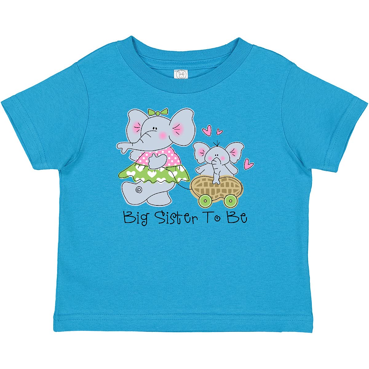 Inktastic Elephant Future Big Sister Baby T-Shirt - Cute Cotton Toddler Tee for Sibling Announcement & Gender Reveal - Perfect for Newborn Photos, Baby Showers & Family Matching Outfits
