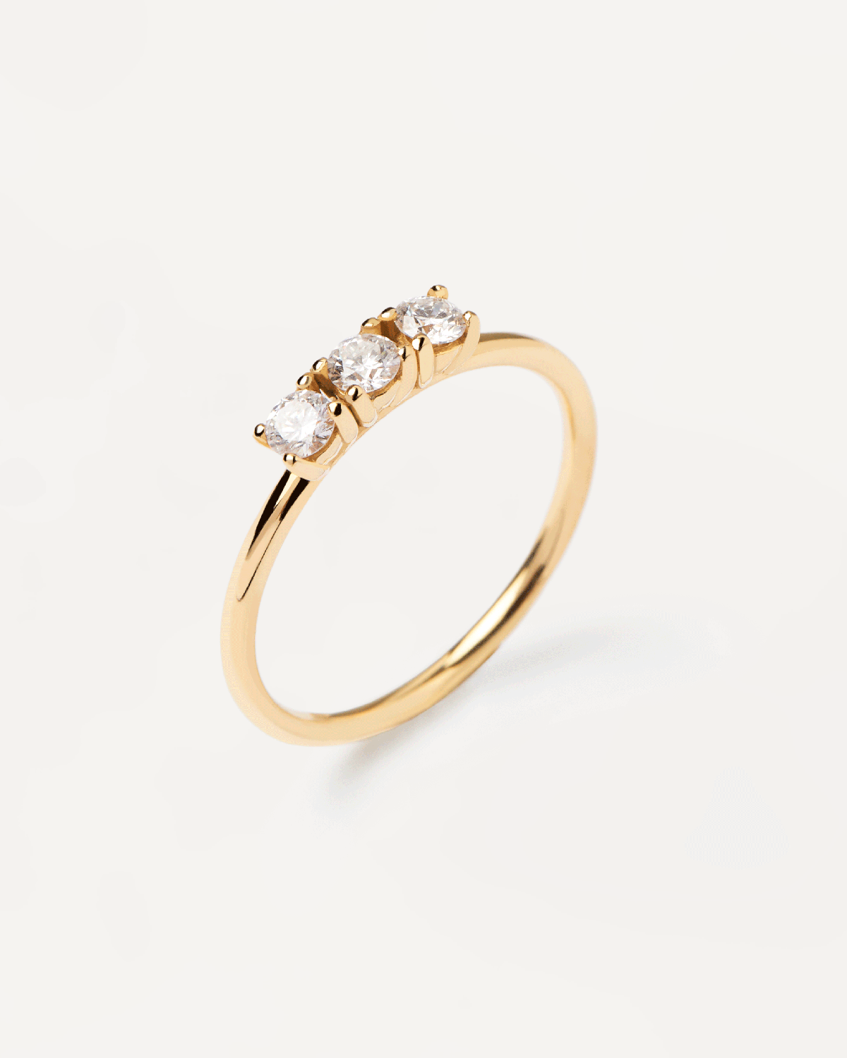 GRID Diamonds and Yellow Gold Trio Ring - Elegant Stackable Rings for Women, Perfect for Weddings, Anniversaries & Everyday Wear