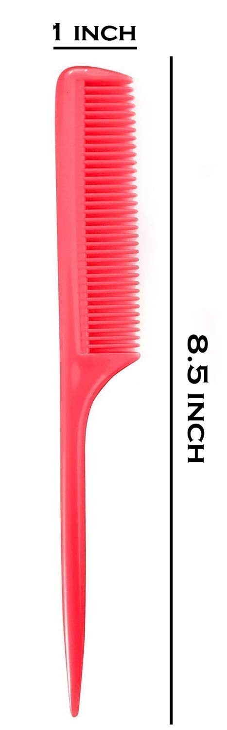 SIYAA Hair Comb Set with Mirror - 6 Pack Styling Comb for Women & Girls - Compact Travel Comb for Detangling, Styling & On-the-Go Touch Ups - Perfect for Purse, Gym Bag & Travel Accessories (Red)