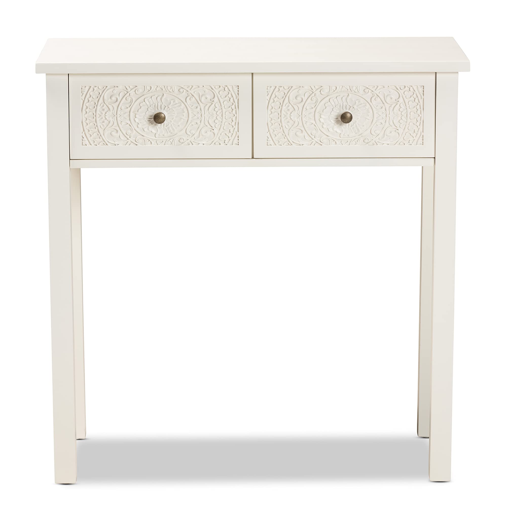 Baxton Studio Lambert Modern White Console Table - Entryway Sofa Table with Storage Shelf for Living Room, Hallway & Bedroom Decor