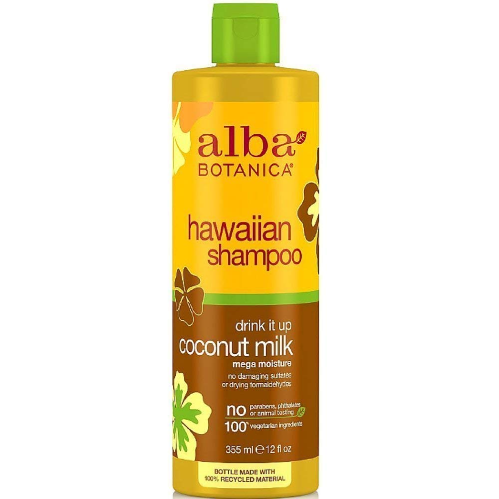 Alba Botanica Hawaiian Coconut Milk Shampoo - 12 oz (Pack of 12) | Sulfate-Free, Moisturizing & Nourishing for Dry & Damaged Hair - Perfect for Daily Use, Travel & Salon Professionals