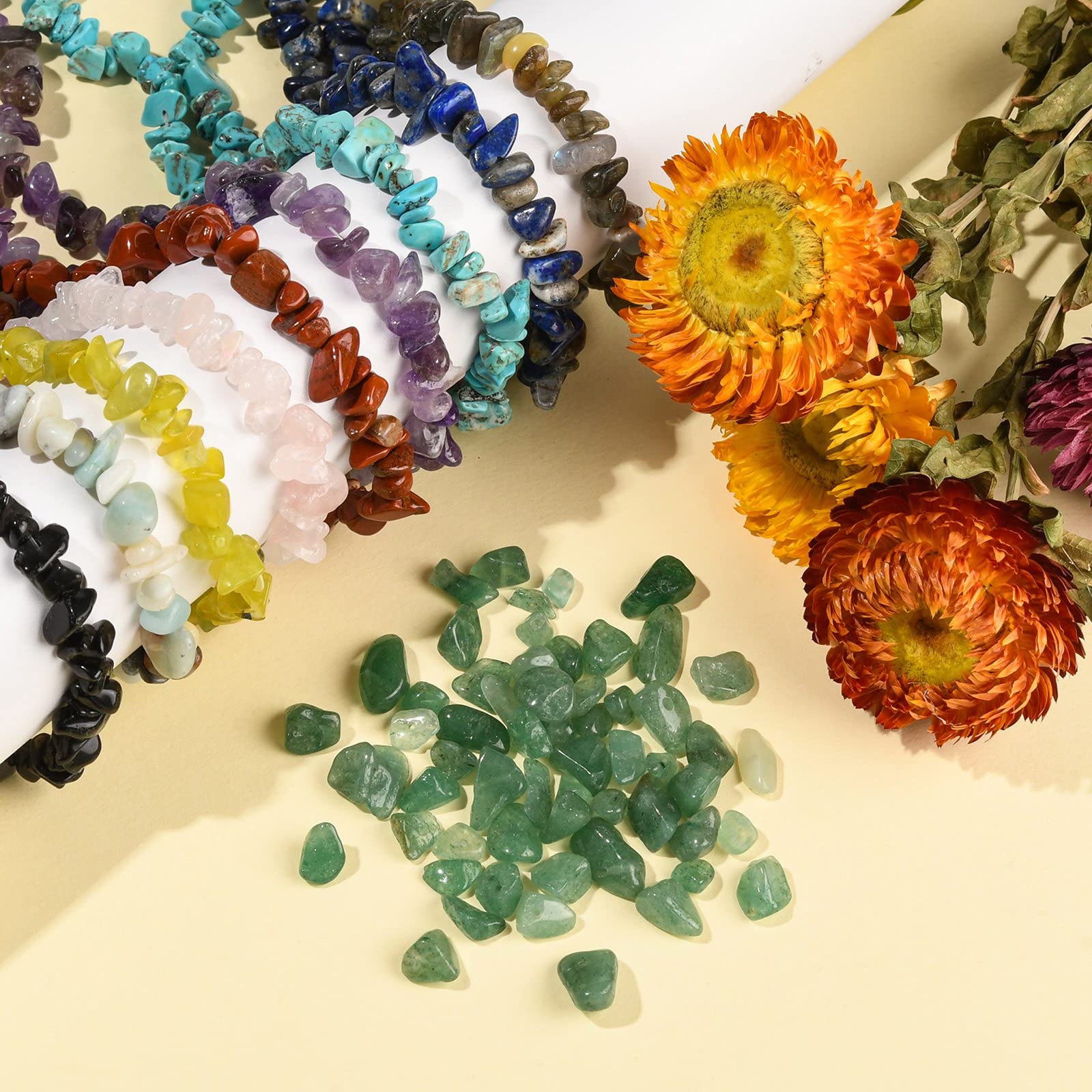 KitBeads 200-230pcs Natural Turquoise & Green Howlite Chip Beads for Jewelry Making - DIY Bracelets, Necklaces, Earrings & Boho Crafts