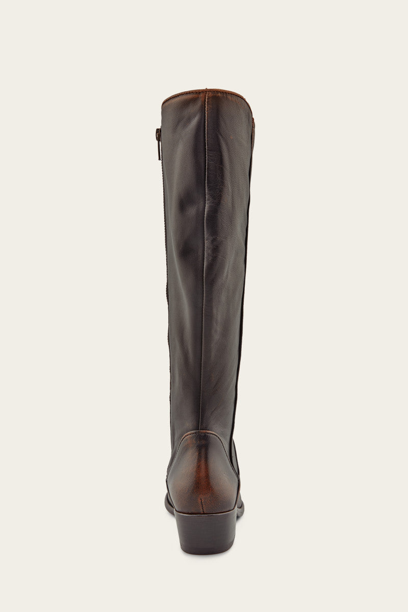 Vintage Carson Piping Tall Boots - Premium Pre-Owned Leather Ankle Boots for Women | Perfect for Fall Fashion, Casual Outfits & Date Nights