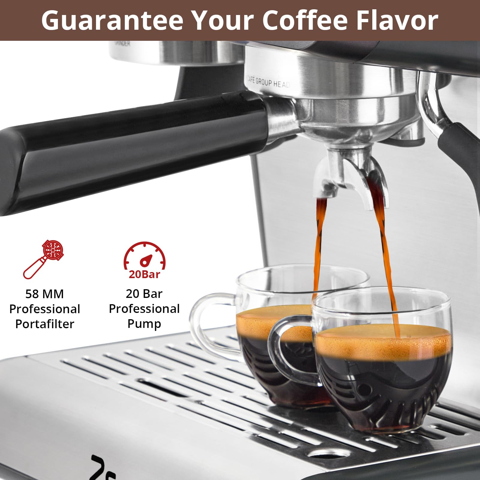 Premium 20 Bar Espresso Machine with Built-in Grinder & Milk Frother - Automatic Coffee Maker for Home Baristas, Perfect for Cappuccinos & Lattes - Ideal Gift for Coffee Lovers (Dad, Mom) - Great for Home Kitchens, Offices & Coffee Shops