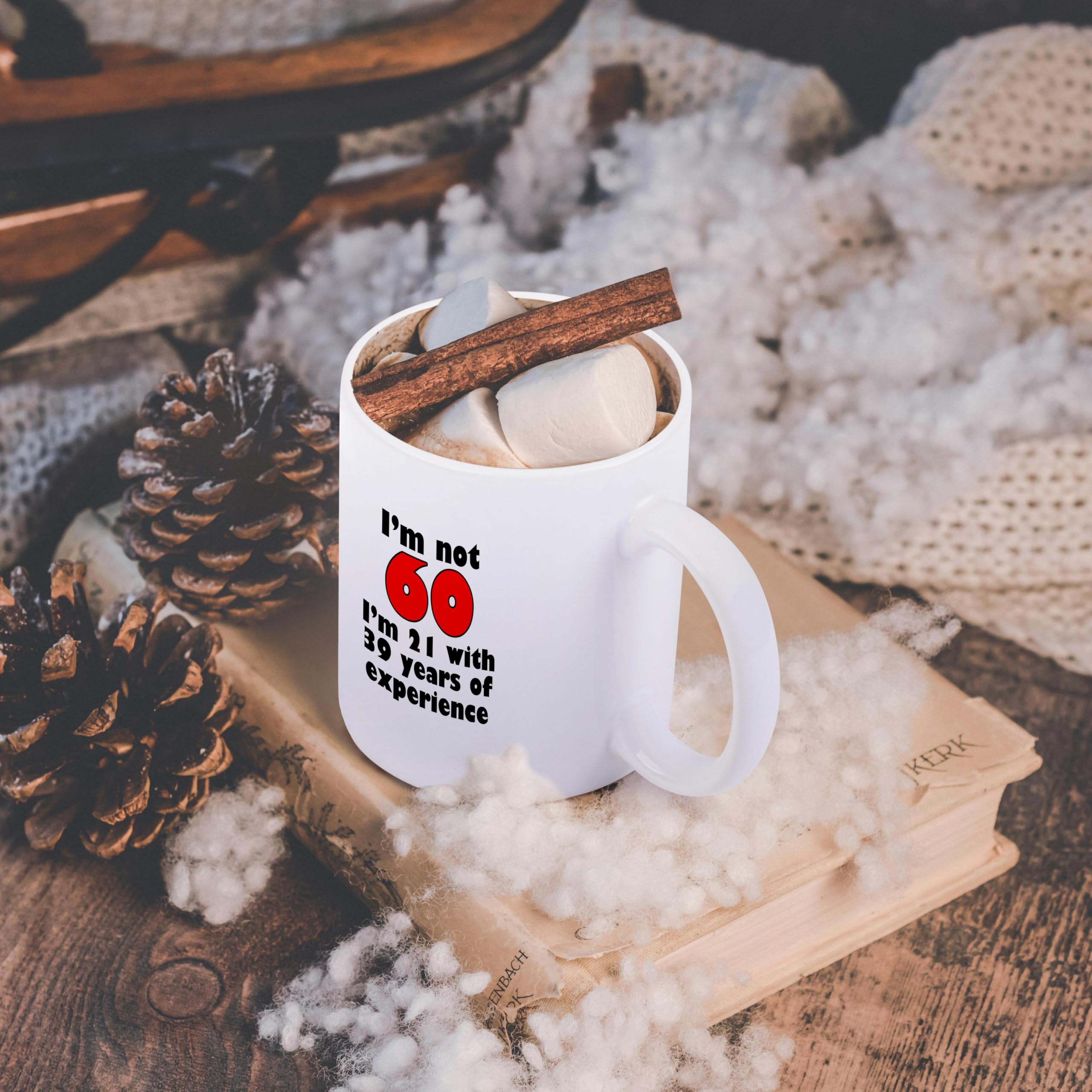 3dRose 'I'm Not 60' Funny Red Ceramic Coffee Mug - 11 oz Gift for Birthday, Retirement & Humor Lovers - Perfect for Office, Home & Gag Gifts
