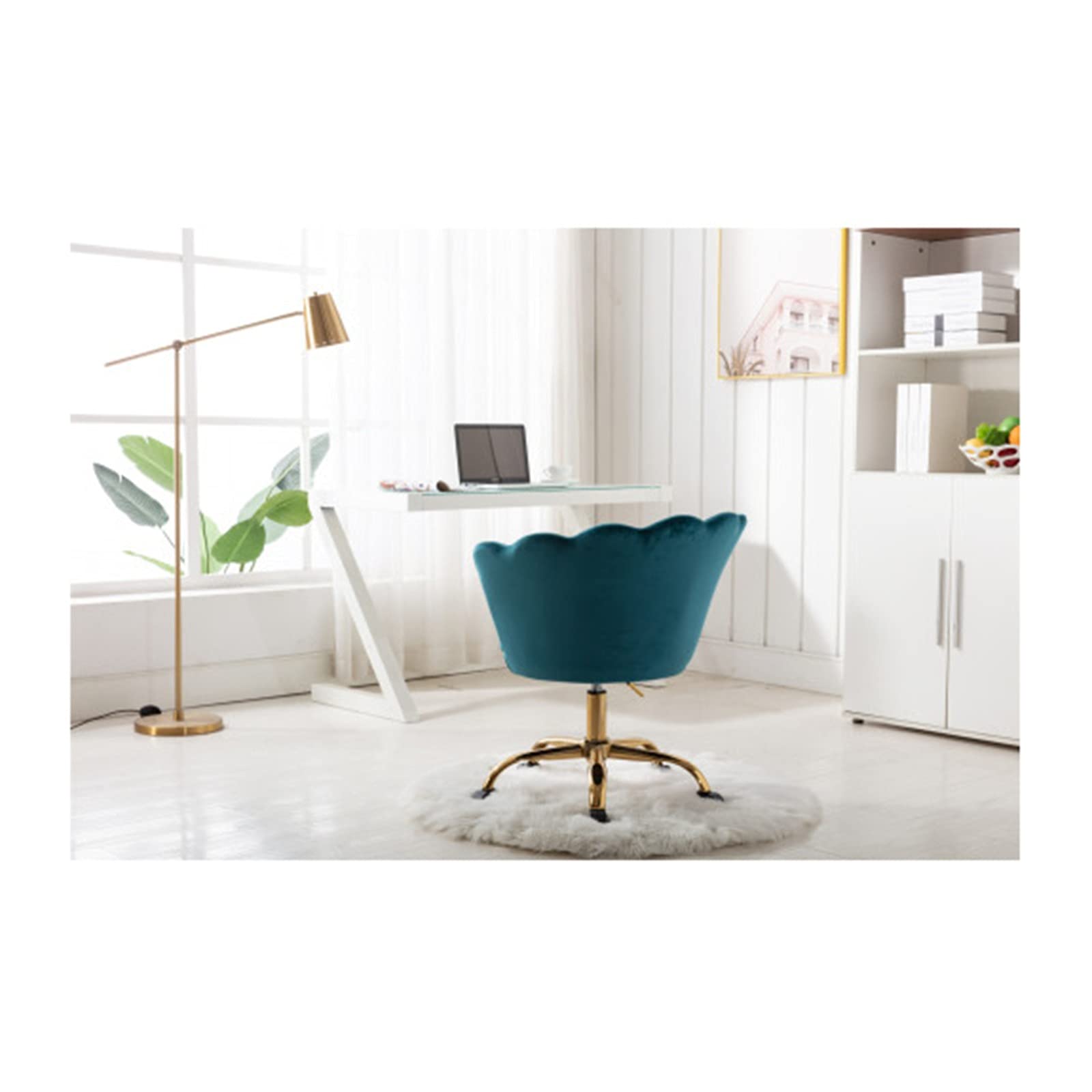 Velvet Swivel Computer Desk Chair - Modern Green Leisure Armchair for Home Office, Living Room & Bedroom | Ergonomic Comfort for Work & Relaxation