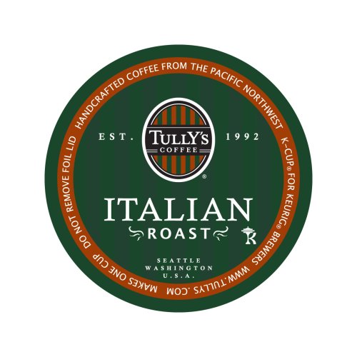 Premium Italian Roast Coffee K-Cups by Tully's - 48 Count (2 Pack of 24) - Bold & Smooth Dark Roast Coffee Pods for Keurig Brewers - Perfect for Morning Energy, Office Use & After-Dinner Enjoyment