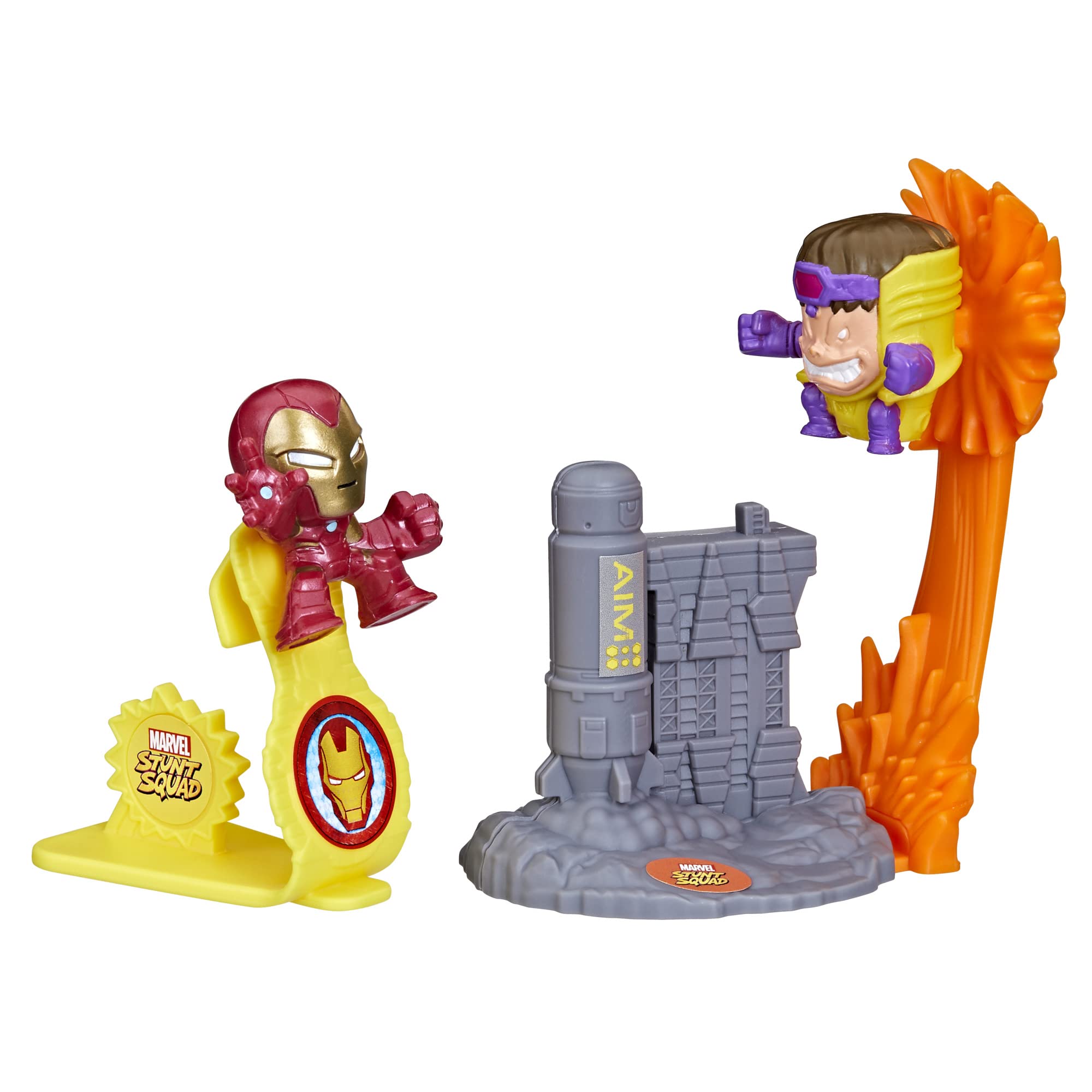 Marvel Stunt Squad Iron Man vs. M.O.D.O.K. Action Figure Playset - 1.5 Inch Superhero Toy for Kids Ages 4+ | Battle Scenes & Superhero Role Play | Perfect Gift for Birthday & Christmas