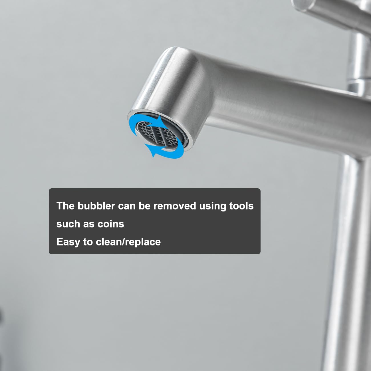 Cold Water Bathroom Faucet with Supply Hose - 304 Stainless Steel Single Handle Sink Faucet, Removable Aerator, Brushed Finish - Perfect for Guest Toilets, Powder Rooms & Water-Saving Applications