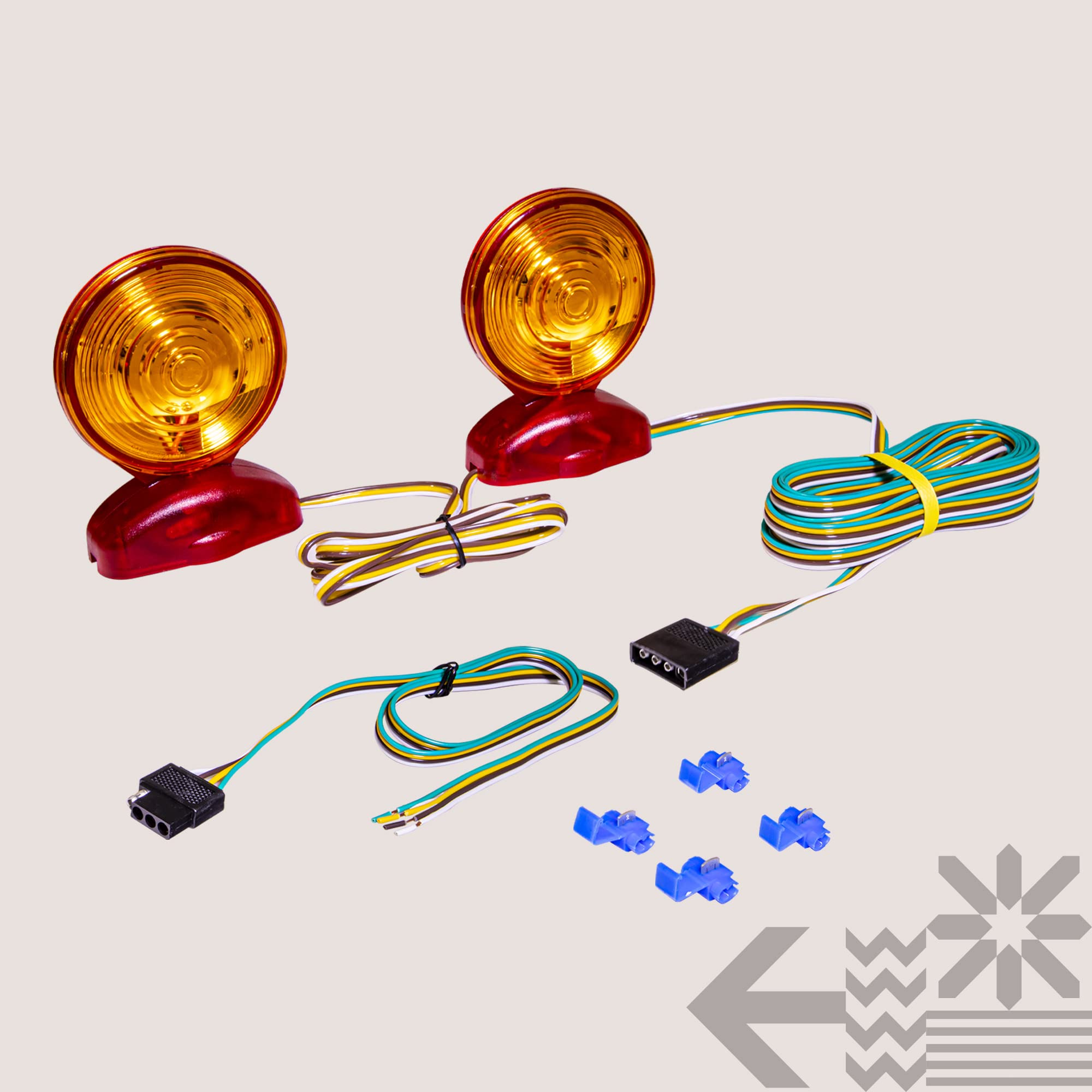 True MODS 20-Inch Magnetic Red/Amber LED Trailer Tail Light Kit - DOT FMVSS-108 & SAE STIP Certified, IP67 Waterproof, 55lb Strong Magnet - Turn Signal, Brake & Parking Lights for Trucks, RVs, Boats, Cars & Bike Trailers - Perfect for Night Towing & Off-Road Adventures