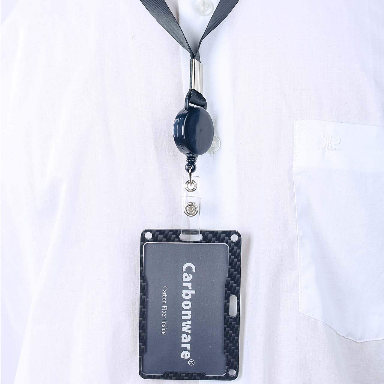 Premium Carbon Fiber ID & IC Badge Holder - Vertical & Horizontal Style for Bank, Security, Office Access Cards - Holds 2 Cards with Side Insert - Ideal for Workplace, Corporate Security & Business Professionals (10-Pack)