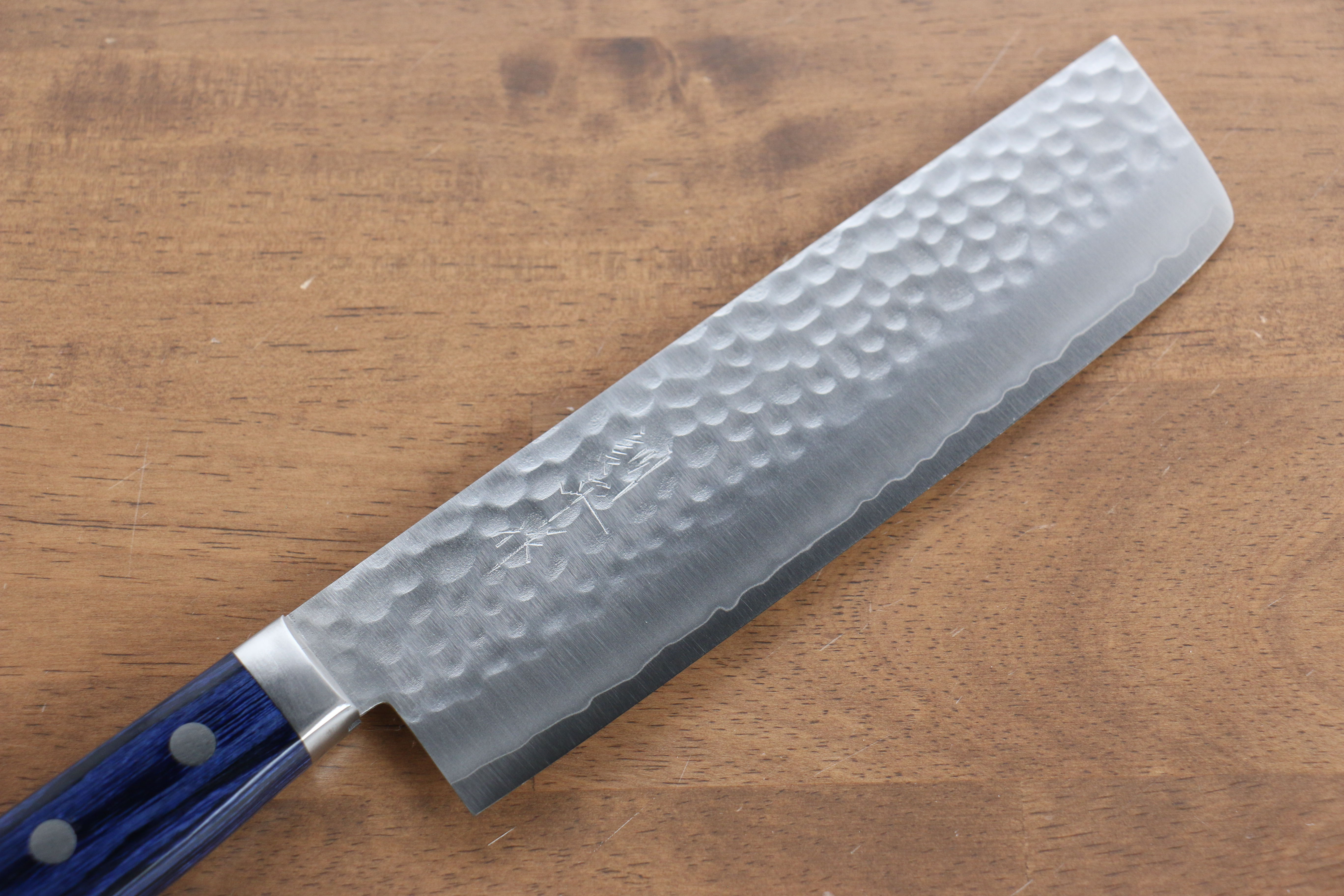 Premium Kunihira VG1 Hammered Usuba Knife 165mm - Japanese Blue Pakka Wood Handle - Professional Chef Knife for Sushi, Vegetables & Precision Cutting