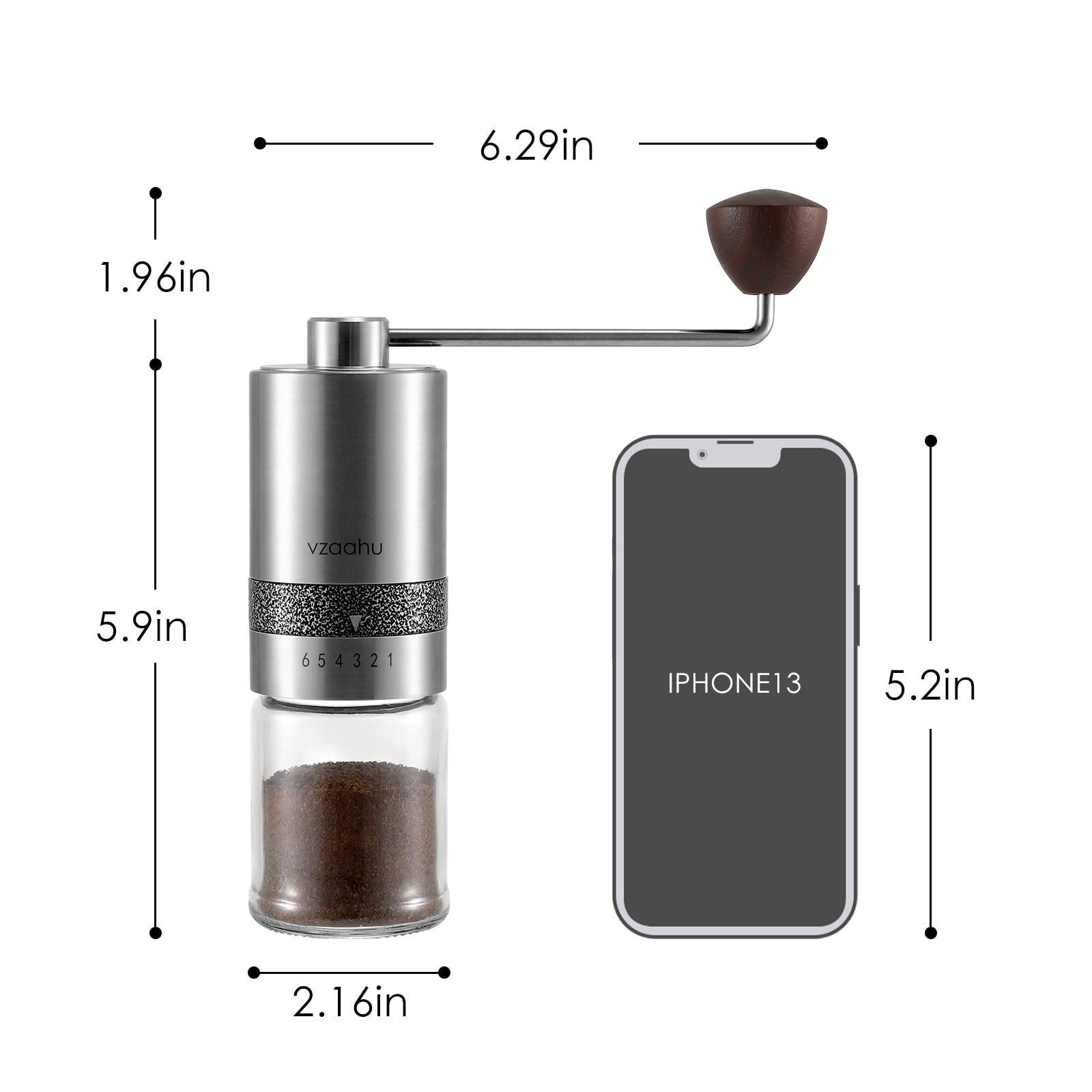 Premium Stainless Steel Manual Coffee Grinder - Adjustable Conical Burr for Espresso, French Press & Aeropress | Portable Hand Grinder with Lid | Perfect Gift for Coffee Lovers | Ideal for Travel, Camping & Home Brewing