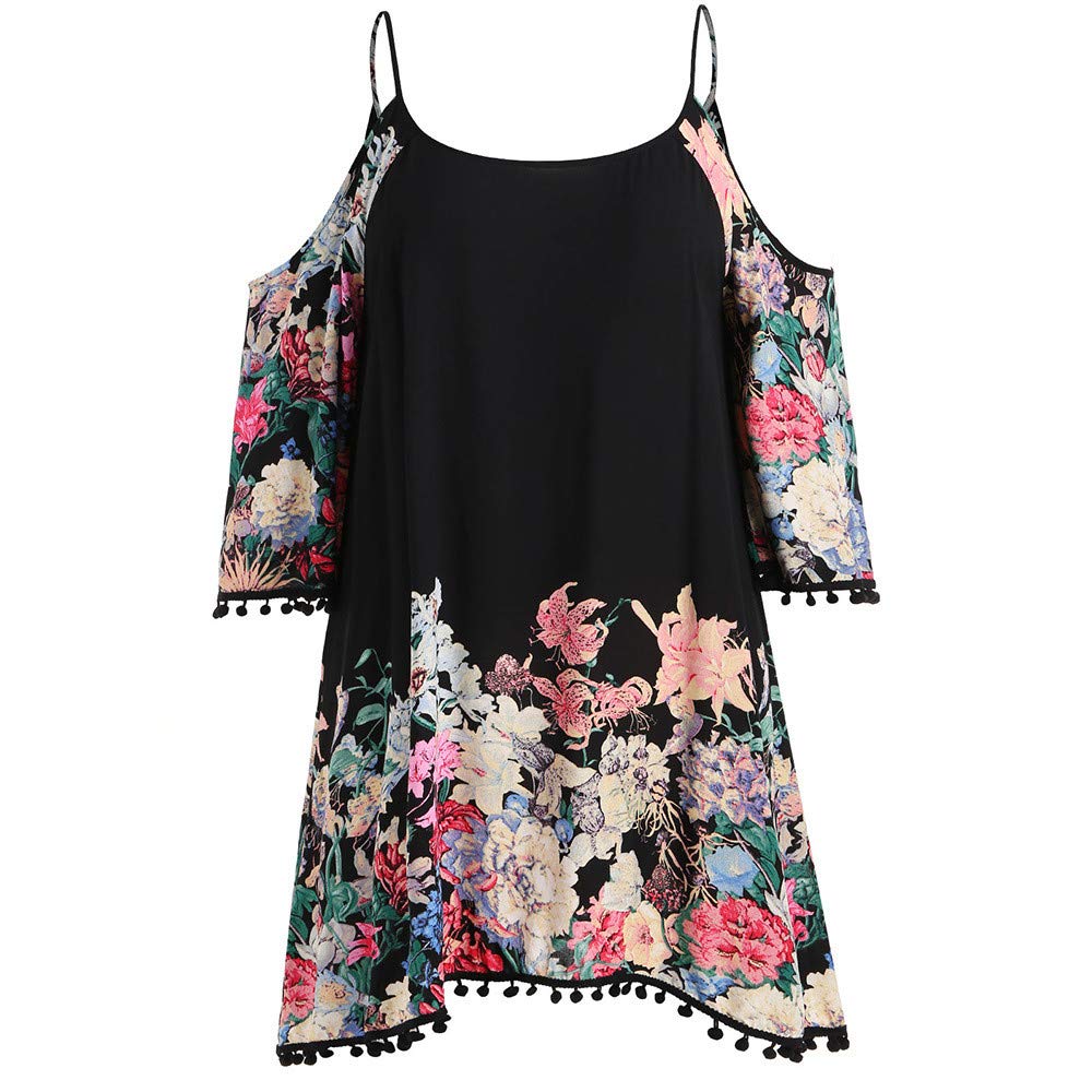 VELWINGS Women's Floral Print Off Shoulder Ruched Long Sleeve Summer Dress - Loose Fit Casual Maxi Dress for Beach, Vacation & Outdoor Parties