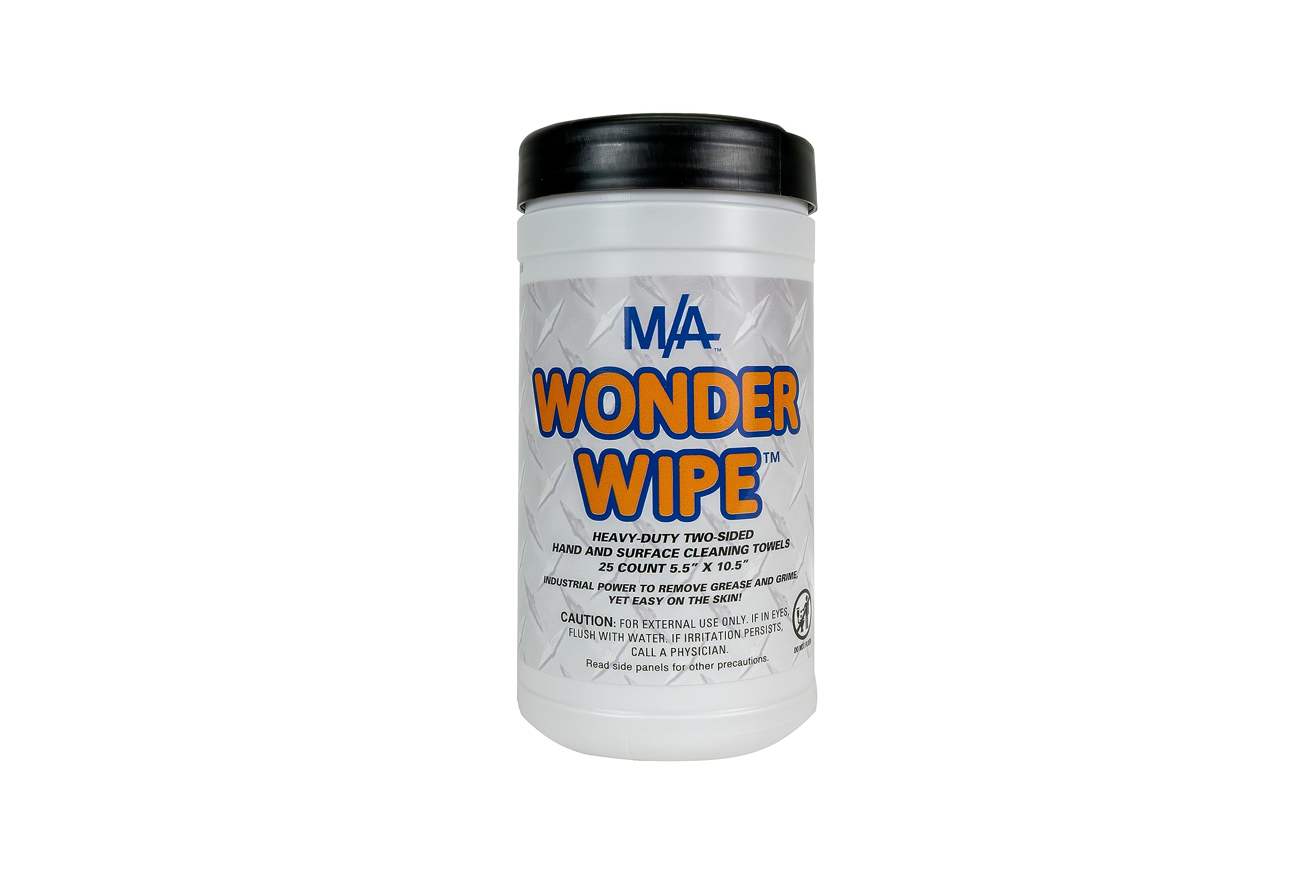**M/A Wonder Wipe - Heavy-Duty Industrial Hand & Surface Cleaning Towels - Removes Grease, Grime, Oil - Mechanic, Workshop, Garage Use (25 Count Tub) - Perfect for Auto Repair, DIY Projects & Industrial Cleaning**