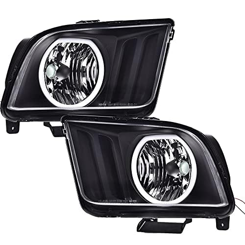 PIT66 LED Headlights for 2005-2009 Ford Mustang - High Brightness Headlamp Assembly with Clear Lens & Black Housing (Driver & Passenger Side) - Perfect for Night Driving and Off-Road Adventures